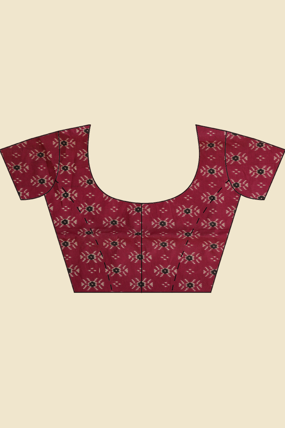 Black & Wine Cotton Floral Printed Saree