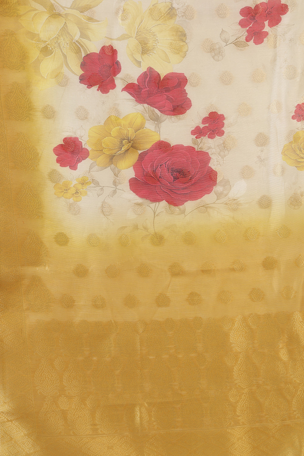 Mustard Color Silk Suit Set With Neck Embroidered & Floral Printed Dupatta