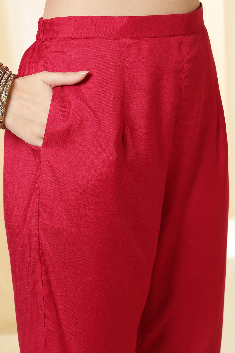 Fushia Pink Color Silk Suit Set With Neck Embroidered & Floral Printed Dupatta