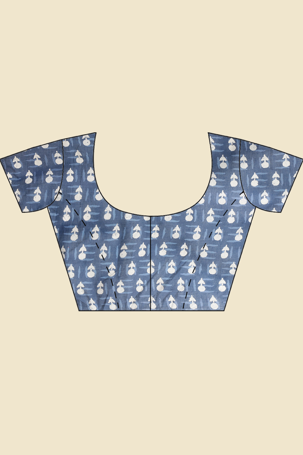 Indigo Blue Block Printed Cotton Saree