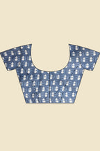 Indigo Blue Block Printed Cotton Saree