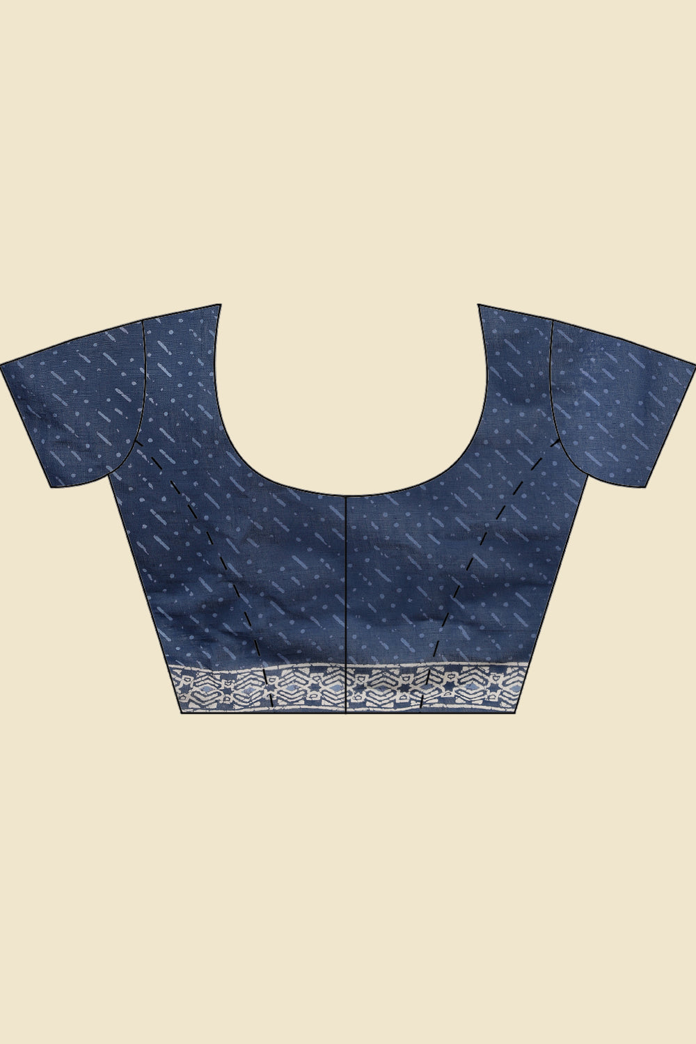 Indigo Blue Cotton Block Printed Saree