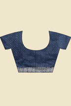 Indigo Blue Cotton Block Printed Saree