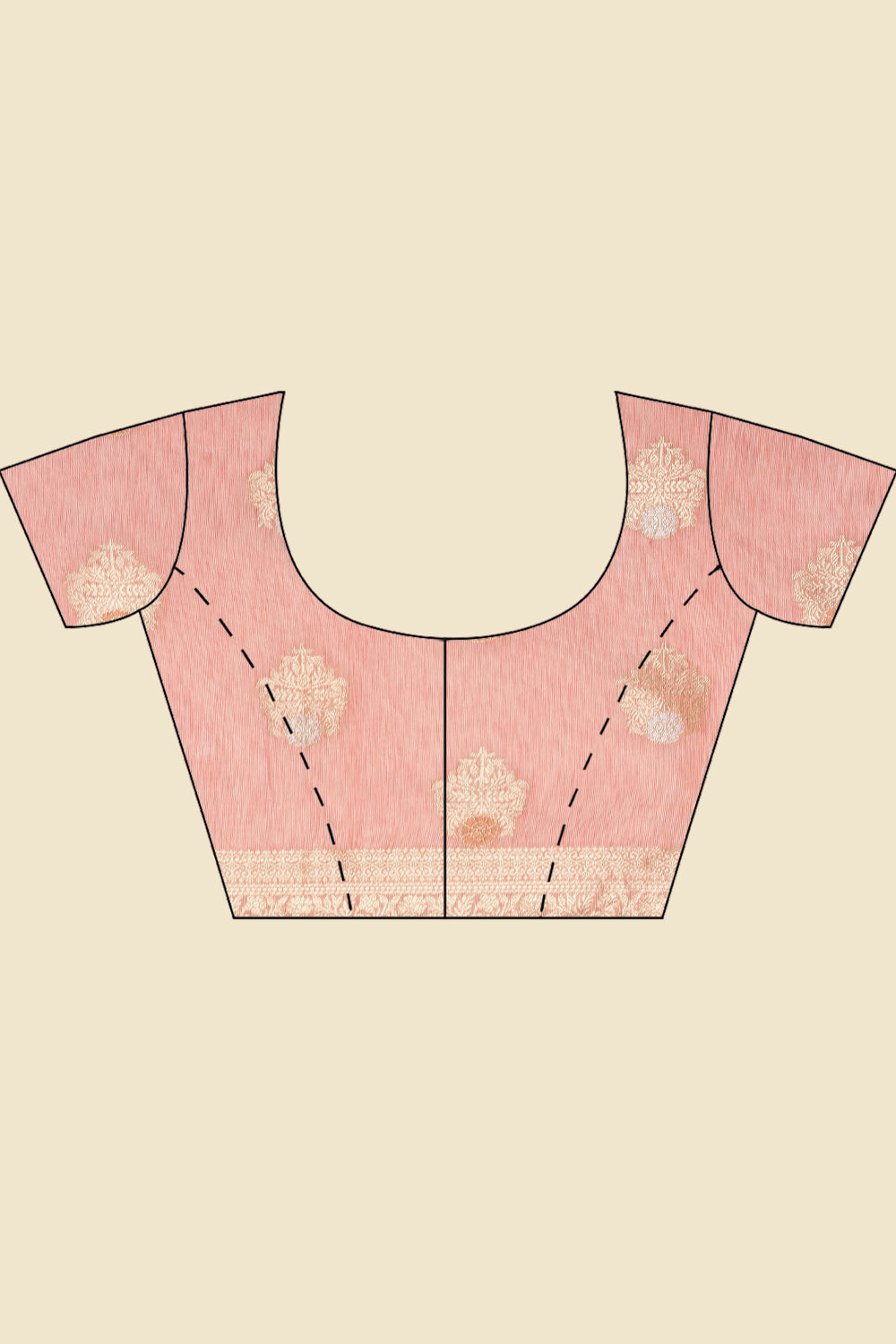 Peach Cotton Zari Woven Saree