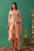 Peach Color Floral Printed Organza Unstitched Suit Material