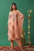 Peach Color Floral Printed Organza Unstitched Suit Material
