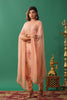 Peach Color Floral Printed Organza Unstitched Suit Material