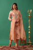 Peach Color Floral Printed Organza Unstitched Suit Material