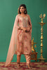 Peach Color Floral Printed Organza Unstitched Suit Material