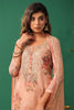 Peach Color Floral Printed Organza Unstitched Suit Material