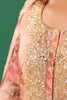 Peach Color Floral Printed Organza Unstitched Suit Material