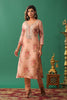 Peach Color Floral Printed Organza Unstitched Suit Material