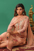 Peach Color Floral Printed Organza Unstitched Suit Material