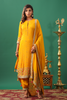 Mustard Color Embroidered Georgette Unstitched Suit Material