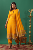 Mustard Color Embroidered Georgette Unstitched Suit Material