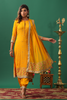 Mustard Color Embroidered Georgette Unstitched Suit Material