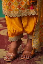 Mustard Color Embroidered Georgette Unstitched Suit Material