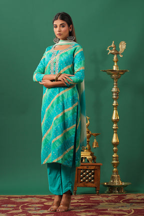 Teal Color Muslin Printed Unstitched Suit Material