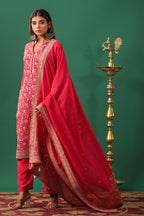 Coral Embroidered Georgette Unstitched Suit Material