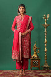 Coral Embroidered Georgette Unstitched Suit Material