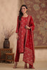 Maroon Color Printed Cotton Straight Suit