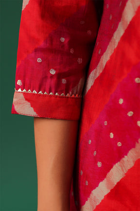 Fuchsia Pink Color Cotton Mirror Work Kurti