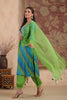 Teal & Green Color Silk Printed Unstitched Suit Material