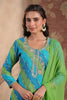 Teal & Green Color Silk Printed Unstitched Suit Material