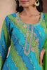 Teal & Green Color Silk Printed Unstitched Suit Material