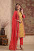 Coral Color Silk Multi-Colored Resham Embroidered Straight Suit