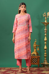 Pink Color Printed Muslin kurta Set