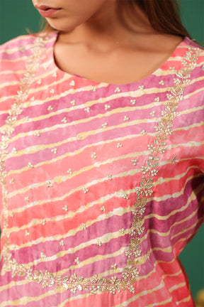 Pink Color Printed Muslin kurta Set