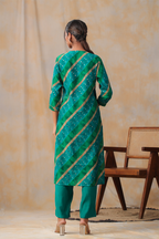 Teal Colour Cotton Mirror Work Kurti