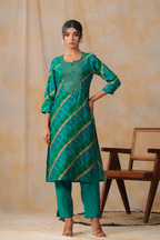 Teal Colour Cotton Mirror Work Kurti