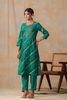 Teal Colour Cotton Mirror Work Kurti
