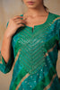 Teal Colour Cotton Mirror Work Kurti