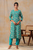 Turquoise Color Muslin Printed Straight Suit