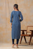 Navy Blue Color Cotton Embroidered Kurti