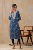 Navy Blue Color Cotton Embroidered Kurti