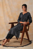 Grey Color Cotton Shibori Print With Pintux Embroidery Kurti