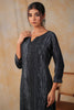 Grey Color Cotton Shibori Print With Pintux Embroidery Kurti