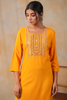 Mustard Color Cotton Embroidery Kurta
