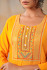 Mustard Color Cotton Embroidery Kurta