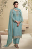 Turquoise Color Georgette heavy Embroidered Unstitched Suit Material