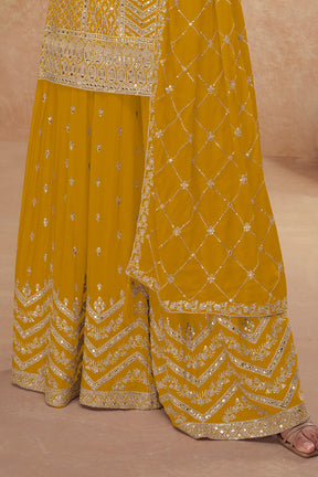 Crepe Silk Sequins & Zari Embroidered Suit With Embroidered Sharara