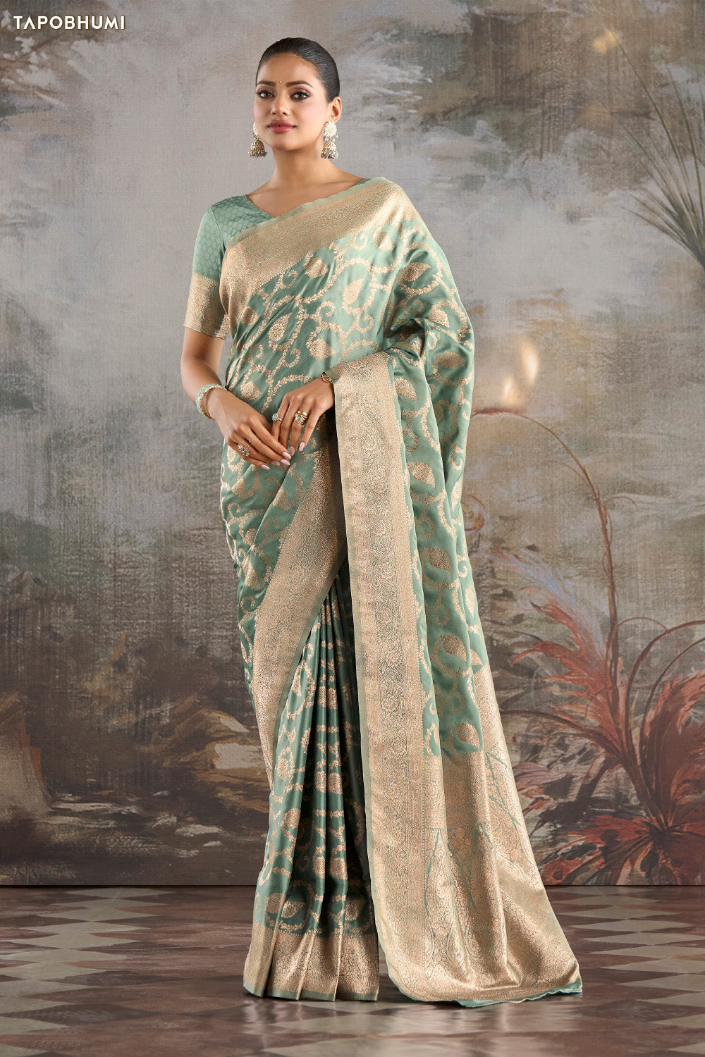 Sea Green Katan Silk Banarasi Woven Saree