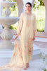 Cream Color Muslin Neck Embroidered & Floral Printed Unstitched Suit Fabric