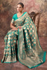 Teal & Green Silk Zari Woven Saree
