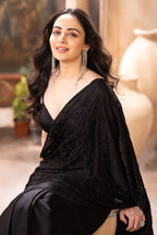 Black Satin Silk Swaroski Work Saree