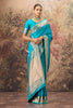 Pacific Blue  Mulberry Silk Woven Saree